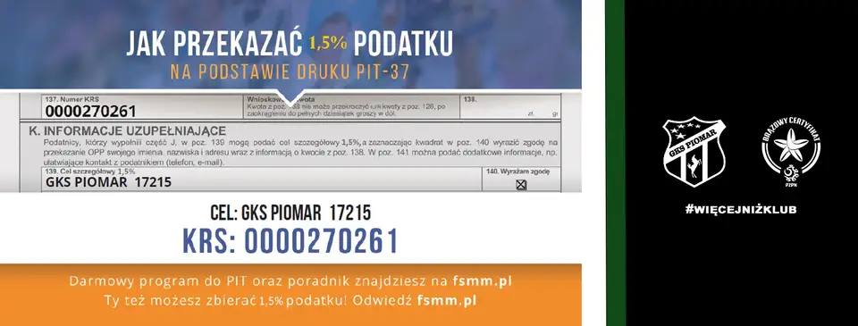 Firma OPOL-SPAW S.C. wspiera GKS Piomar, fundując nowe mecze dla zawodników
