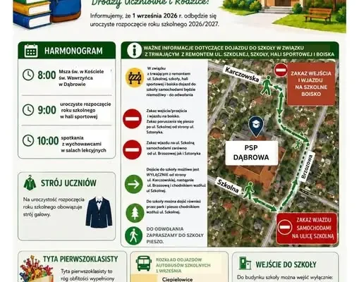 Rozpoczęcie roku szkolnego 2026/2027 – ważne informacje o dojeździe do szkoły