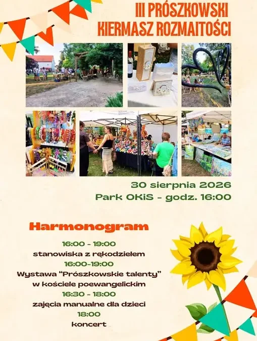 III Prószkowski Kiermasz Rozmaitości – rękodzieło, warsztaty i koncert w sierpniu