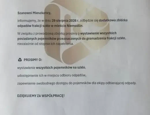 Dodatkowa zbiórka szkła w gminie Niemodlin – sprawdź harmonogram