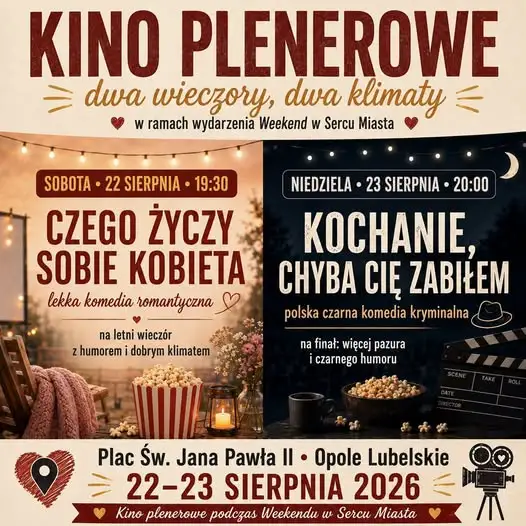 Weekend w Sercu Miasta: Kino pod chmurką w Opolu Lubelskim – sprawdź repertuar