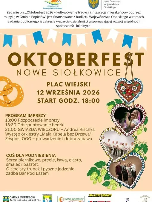 Oktoberfest 2026 w gminie Popielów – muzyka, tradycja i integracja mieszkańców