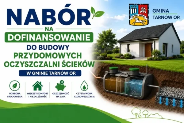 Gmina Tarnów Opolski: nabór wniosków na dofinansowanie przydomowych oczyszczalni ścieków