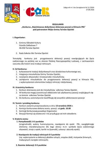 Konkurs na dożynkową dekorację posesji w klimacie PRL – Tarnow Opolski