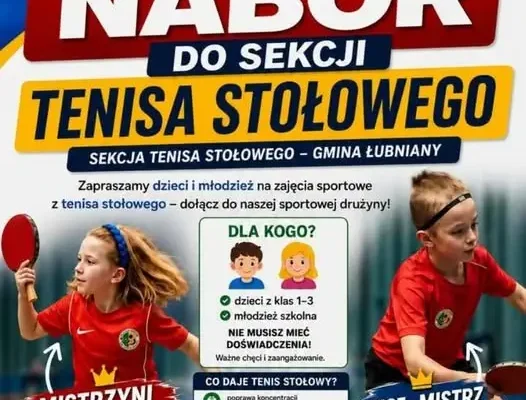 Nabór do sekcji tenisa stołowego w gminie Łubniany – zapisy dzieci i młodzieży