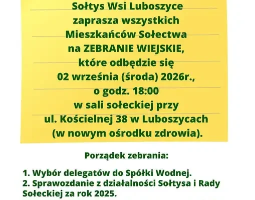 Zebranie wiejskie w Luboszycach – ważne sprawy sołectwa