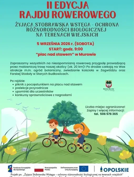 Gmina Murów partnerem projektu „Żyjąca Stobrawska Wstęga” – zaprasza na rajd rowerowy