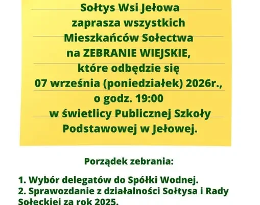 Zebranie wiejskie w Jełowej – wybory delegatów i fundusz sołecki
