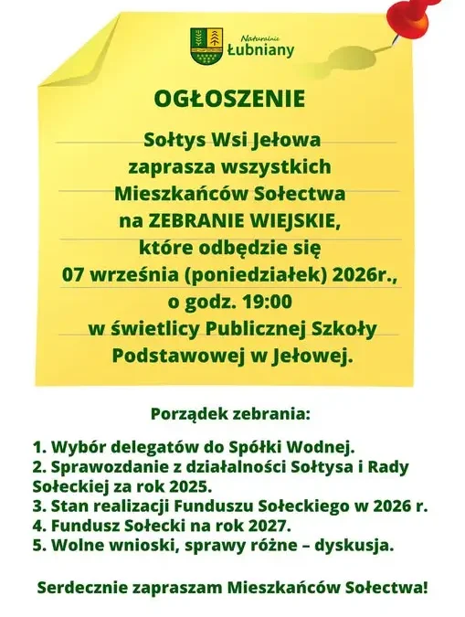 Zebranie wiejskie w Jełowej – wybory delegatów i fundusz sołecki