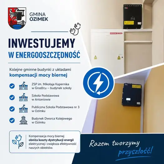 Gmina Ozimek inwestuje w energooszczędność – kompensacja mocy biernej w kolejnych obiektach