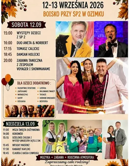 Festyn Rodzinny „W Nowej Schodni” w Ozimku – muzyka, atrakcje i dożynki