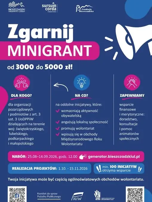Minigranty na inicjatywy lokalne – nabór do 14 września
