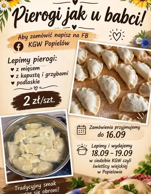 KGW Popielów lepi pierogi. Zamówienia do 16 września