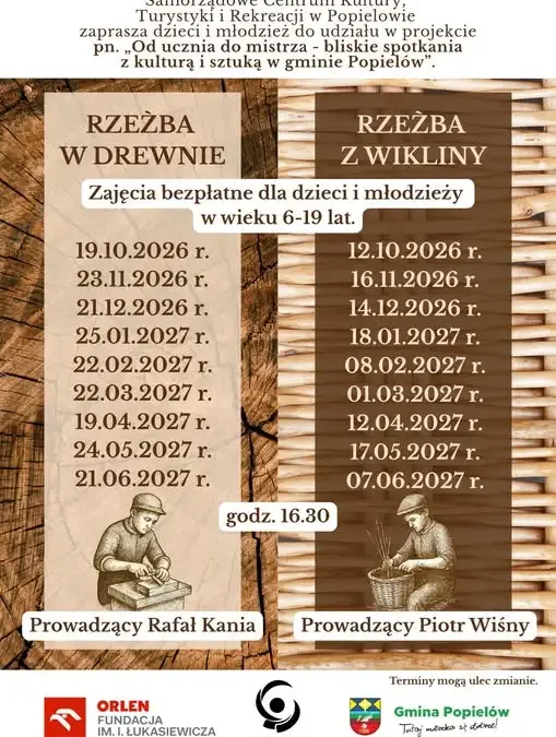 Wikliniarstwo i rzeźba w drewnie – nowy projekt w gminie Popielów