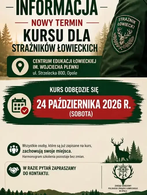 Kurs dla Strażników Łowieckich w Opolu – 24 października 2026 r.