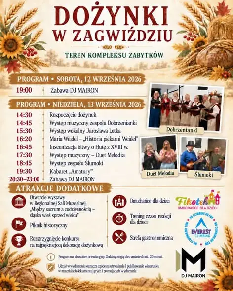 Weekend pełen wrażeń w Zagwiździu – zabawa taneczna, dożynki i piknik historyczny