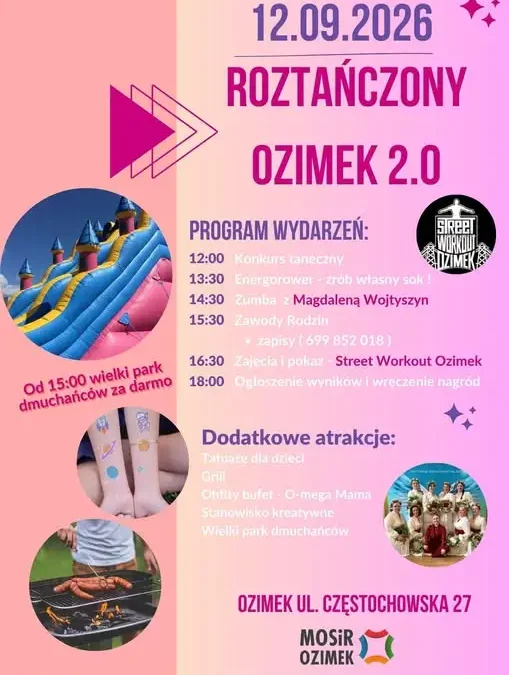 Roztańczony Ozimek 2.0 – w sobotę dzień pełen atrakcji na obiektach MOSiR
