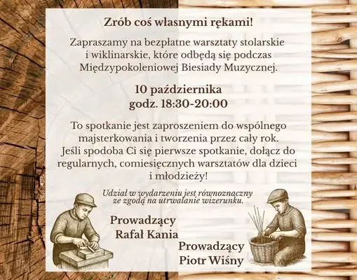 Warsztaty wiklinarskie i stolarskie w Popielowie – pierwsze spotkanie już 10 października