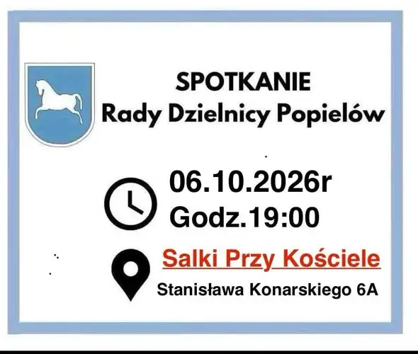Rada Dzielnicy Popielów w Rybniku zaprasza mieszkańców na zebranie
