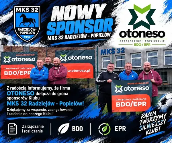 Nowy sponsor w MKS 32 Radziejów – Popielów